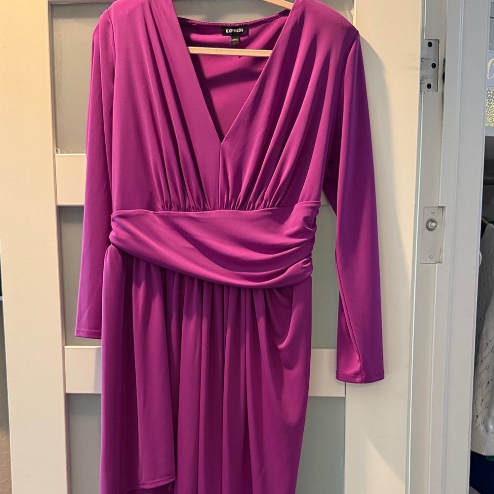 Express Fuchsia Long Sleeve Dress